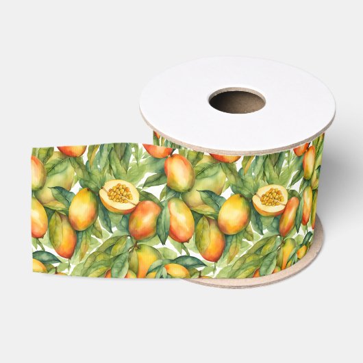 Ruban Gros-grain Fruits et feuilles de mangue (Bobine)