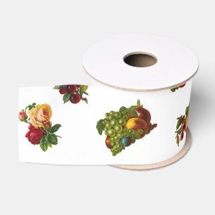 Ruban Gros-grain Fruits et fleurs vintages