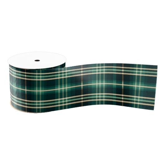 Ruban Gros-grain Gold et vert Élégant Noël Plaid (Bobine)