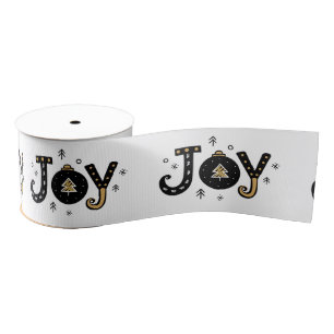 Ruban Gros-grain Golden Joy Jouer Script Holiday Ribbon