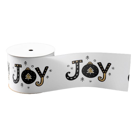 Ruban Gros-grain Golden Joy Jouer Script Holiday Ribbon (Bobine)