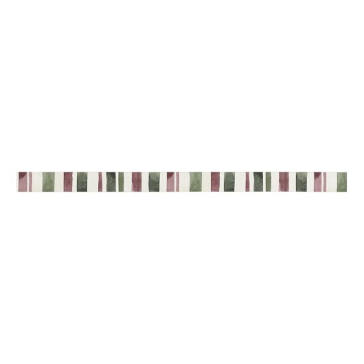 Ruban Gros-grain Green Burgundy Red Cream Stripes Christmas (Devant)