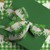 Ruban Gros-grain Green Checkered White Elephant Christmas Party