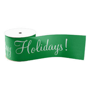 Ruban Gros-grain Green Happy Holidays Script Noël moderne