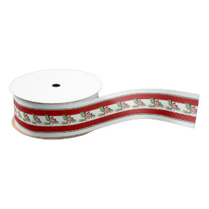 Ruban Gros-grain Grille verte et rouge Holly