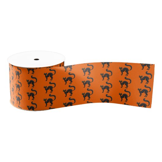 Ruban Gros-grain Halloween Grosgrain Ruban noir Chat (Bobine)