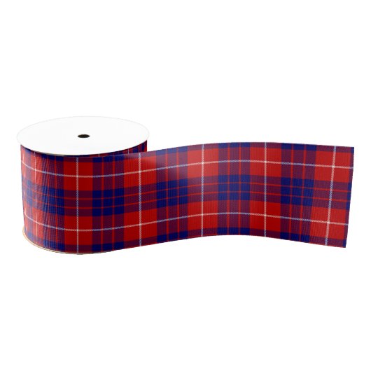 Ruban Gros-grain Hamilton tartan rouge bleu violet plaid (Bobine)