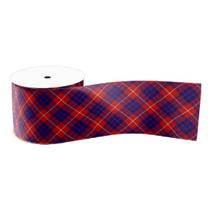 Ruban Gros-grain Hamilton tartan rouge bleu violet plaid