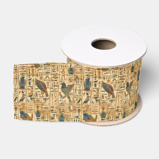 Ruban Gros-grain Hiéroglyphes égyptiens Motif des oiseaux