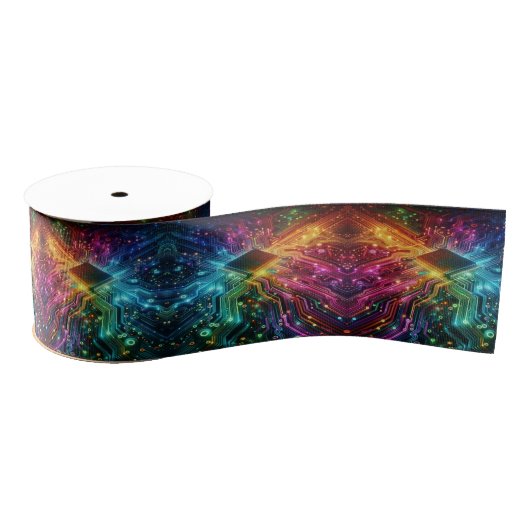 Ruban Gros-grain High Tech Rainbow Circuit Board Ribbon (Bobine)
