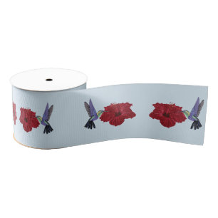 Ruban Gros-grain Hummingbirds Hibiscus Floral Art