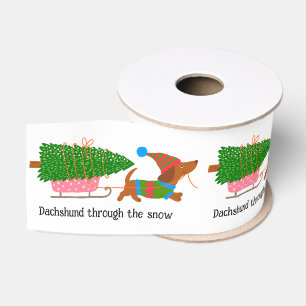 Ruban Gros-grain Illustration de Noël Dachshund dans la neige