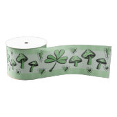 Ruban Gros-grain Irish Green Coeurs et champignons Shamrock 3" Gros (Bobine)