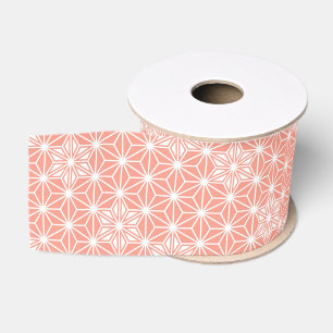 Ruban Gros-grain Japonais Asanoha motif - corail rose