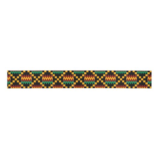 Ruban Gros-grain Jaune, Vert, Rouge, Noir Kente (Devant)
