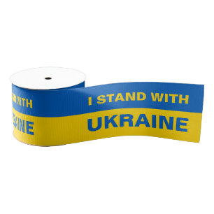 Ruban Gros-grain Je me tiens avec le drapeau ukrainien de l'Ukraine