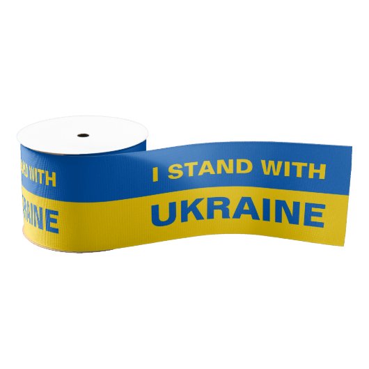 Ruban Gros-grain Je me tiens avec le drapeau ukrainien de l'Ukraine (Bobine)