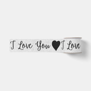 Ruban Gros-grain Je t'aime Noir Paillettes Saint-Valentin Grosgrain