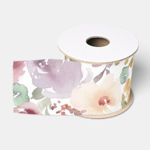 Ruban Gros-grain Jolie douce fleurs d'aquarelle romantique