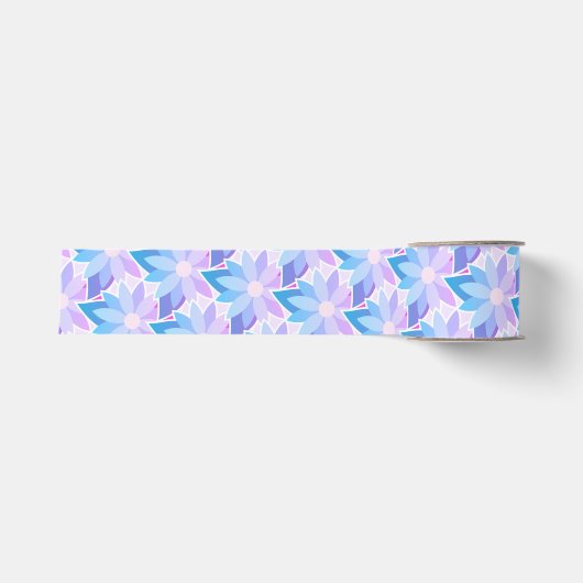 Ruban Gros-grain Jolie Fleur violette Bleue (Devant)