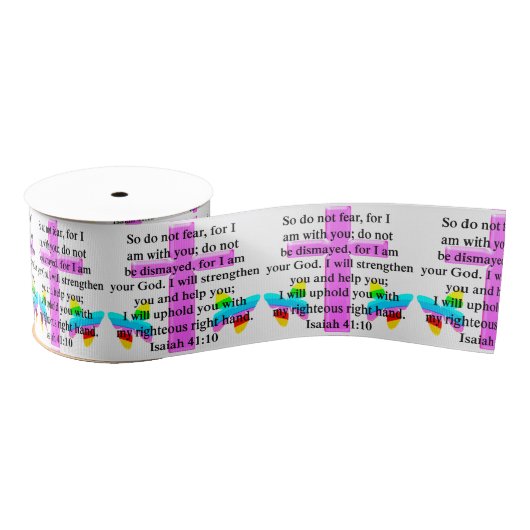 RUBAN GROS-GRAIN JOLIE SCRIPTURE ISAIAH 41:10 CONCEPTION (Bobine)