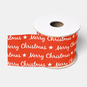 Ruban Gros-grain Joyeuse typographie de Noël Motif rouge blanc