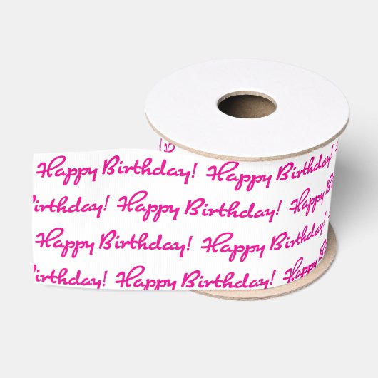 Ruban Gros-grain Joyeux anniversaire ! Script Décontracté Motif ros (Bobine)