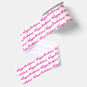 Ruban Gros-grain Joyeux anniversaire ! Script Décontracté Motif ros (Dos)