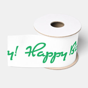 Ruban Gros-grain Joyeux anniversaire ! Script Décontracté vert
