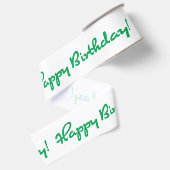 Ruban Gros-grain Joyeux anniversaire ! Script Décontracté vert (Dos)
