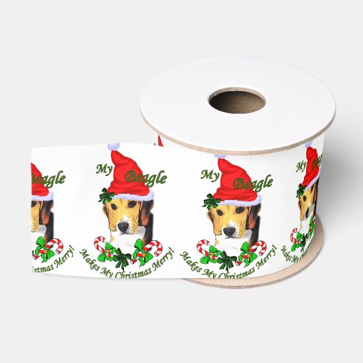 Ruban Gros-grain Joyeux Noël beagle (Bobine)