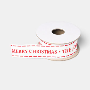 Ruban Gros-grain Joyeux Noël blanc personnalisé