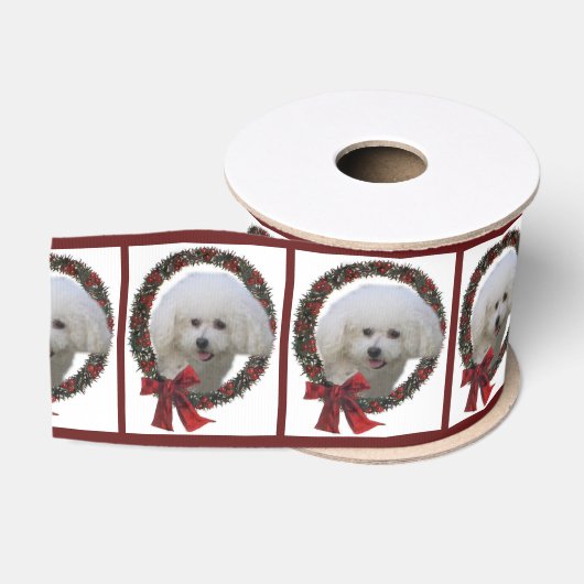 Ruban Gros-grain Joyeux Noël Cute Bichon (Bobine)