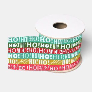 Ruban Gros-grain Joyeux Noël HO! HO! HO! en rayures colorées 