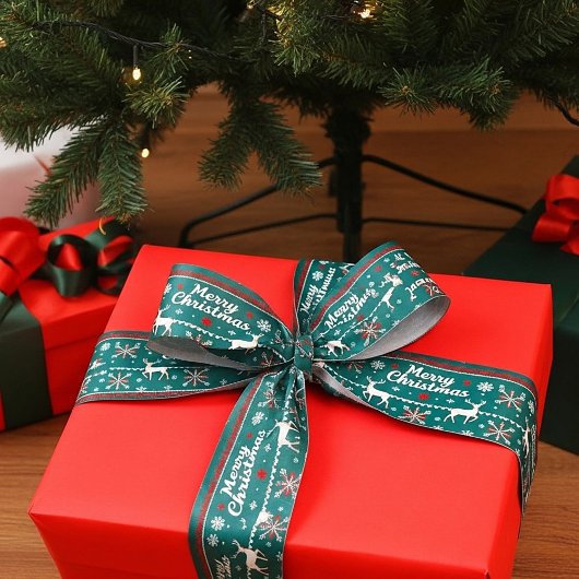 Ruban Gros-grain Joyeux Noël motif nordique