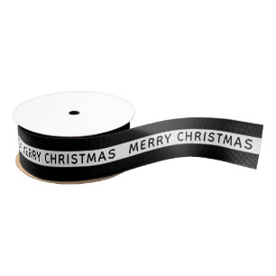 Ruban Gros-grain Joyeux Noël rayé noir et blanc pour les Fêtes