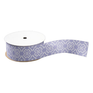 Ruban Gros-grain Lavender & White Floral Lattice Pattern