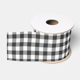 Ruban Gros-grain Le Buffalo Check White and Black Carrés Plaid