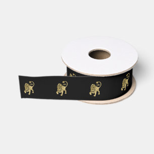 Ruban Gros-grain Leo Lion Zodiac Noir