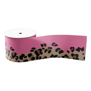 Ruban Gros-grain Leopard et Hot Pink