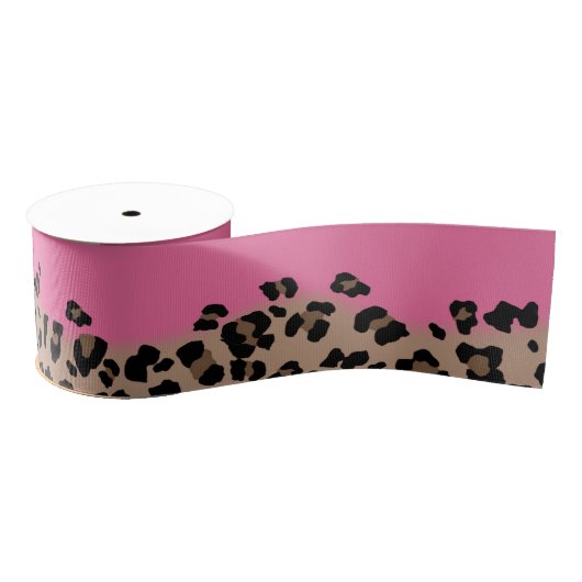 Ruban Gros-grain Leopard et Hot Pink (Bobine)
