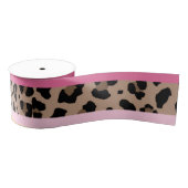Ruban Gros-grain Leopard et rose (Bobine)