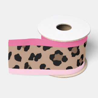 Ruban Gros-grain Léopard et Rose