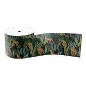 Ruban Gros-grain Leopard Jungle Forest Illustration Seamless (Bobine)