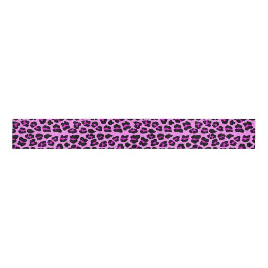 Ruban Gros-grain Leopard rose (Devant)