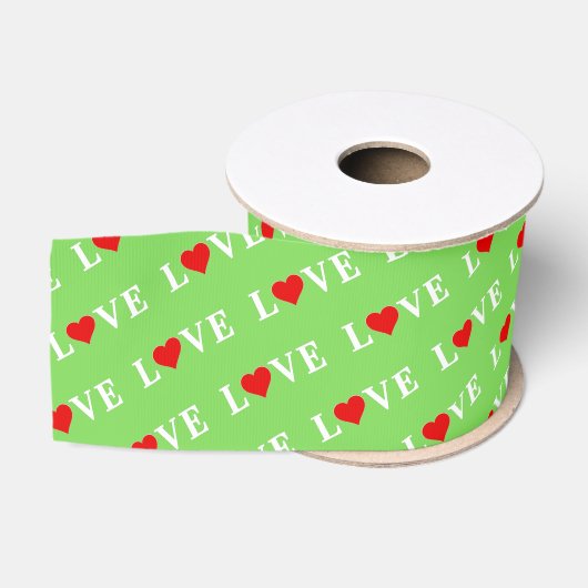 Ruban Gros-grain Lime Green LOVE (Bobine)