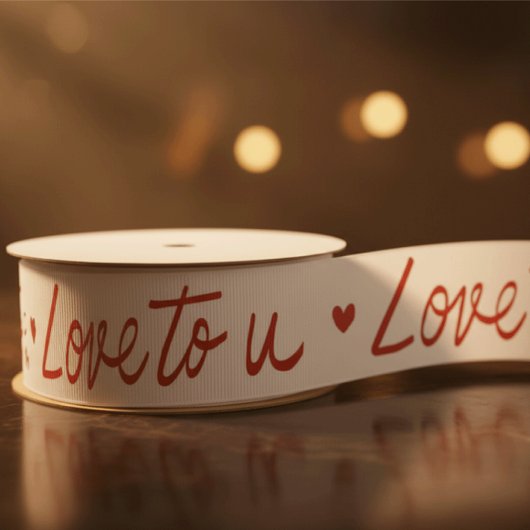 Ruban Gros-grain Love to U white and red