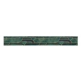 Ruban Gros-grain Luxueux Motif Art déco Vert et Or (Devant)