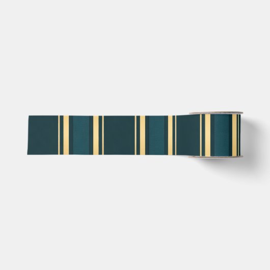 Ruban Gros-grain Luxury Blue Green Gold Stripe Gift Wrap Pattern (Devant)