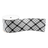 Ruban Gros-grain MacFarlane tartan noir blanc plaid (Bobine)